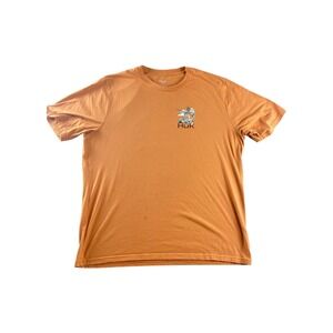 Huk Mens XL Graphic T Shirt Orange Skeleton Fishing Dog Adventure Tee